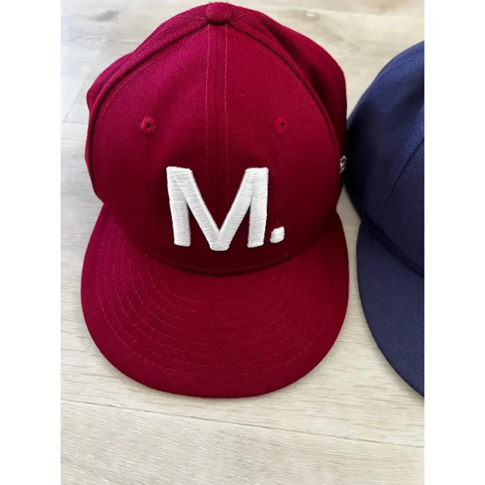 Municipal Lot of 3 Snapback Cap Adjustable Flat Brim Hats Navy Red Pink
